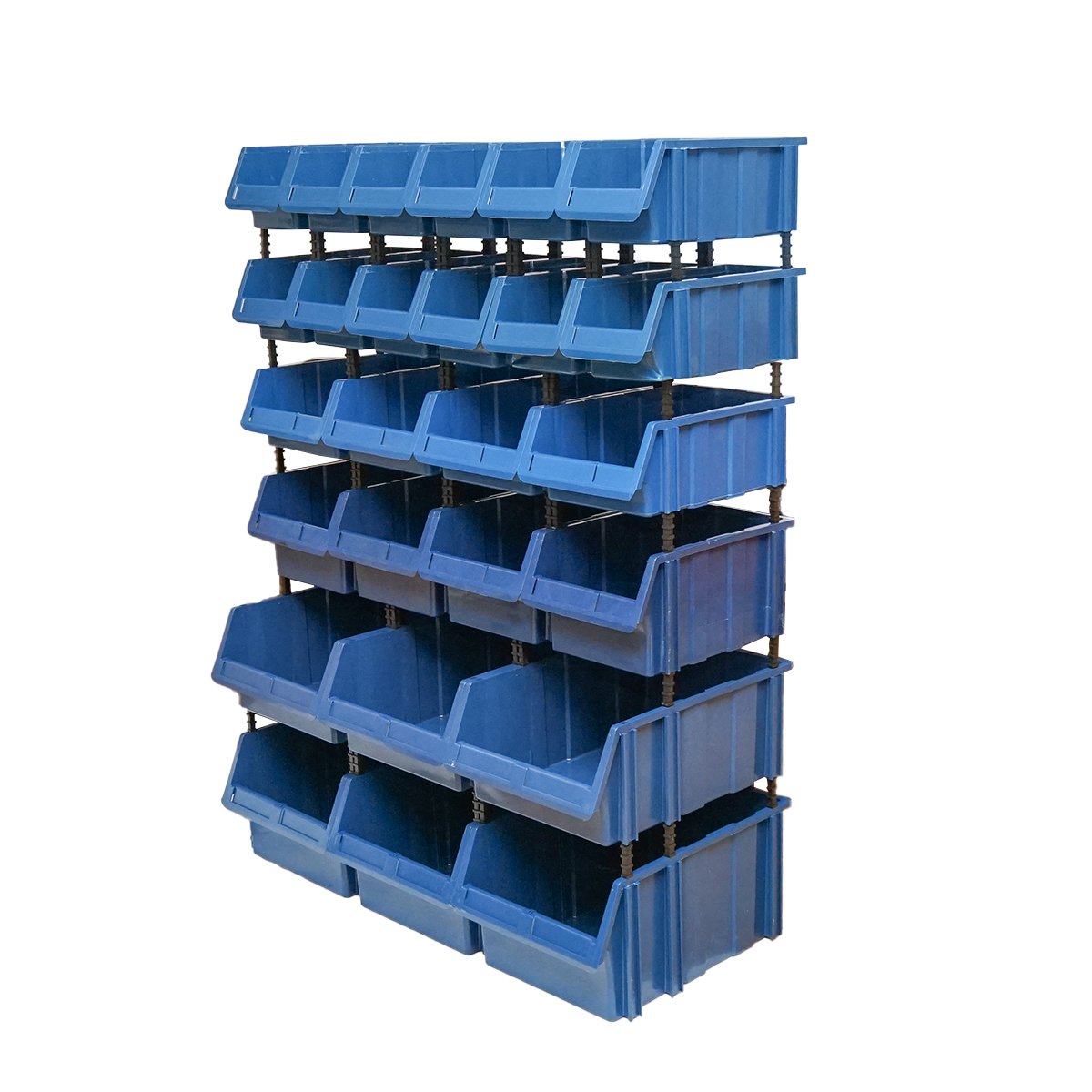 Stand cu 26 cutii pentru depozitare / organizare, cutie din plastic albastra,1020x510x1350mm